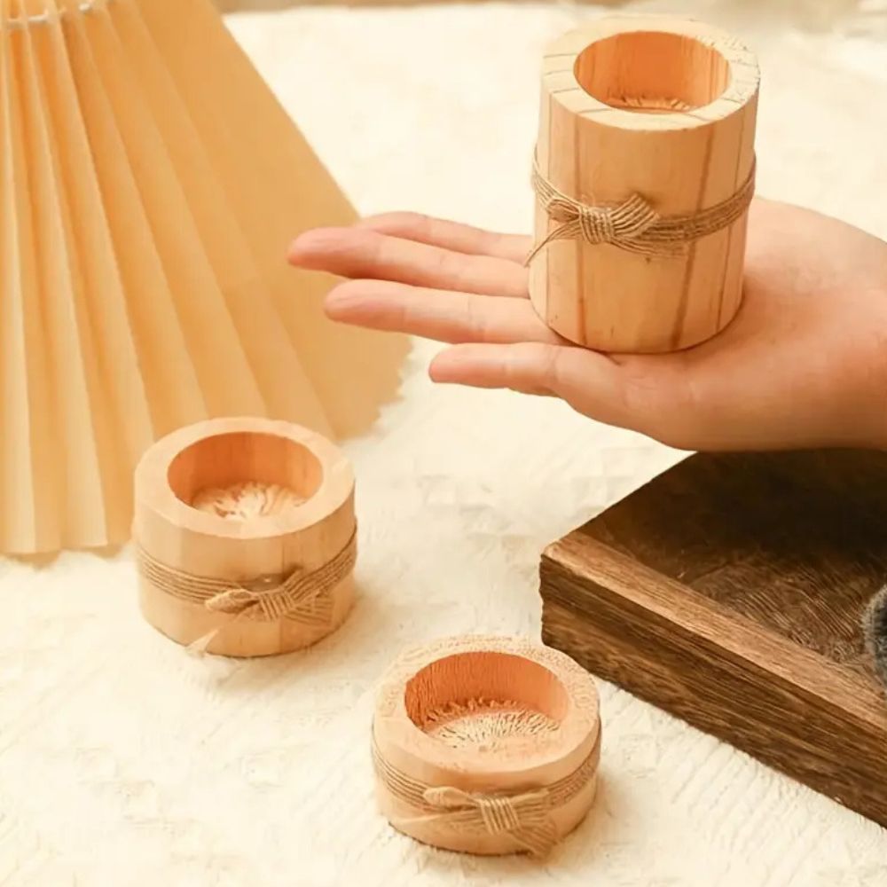 Handcrafted Bamboo Candle Holders Set of 3