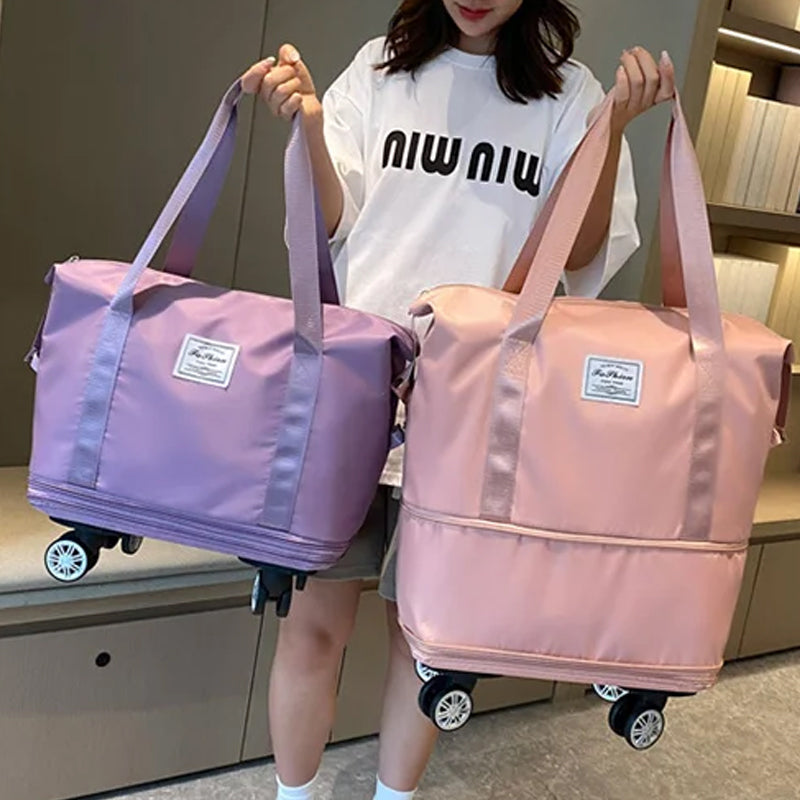 Expandable Travel Bag with Universal Wheels - Durable Waterproof Fabric