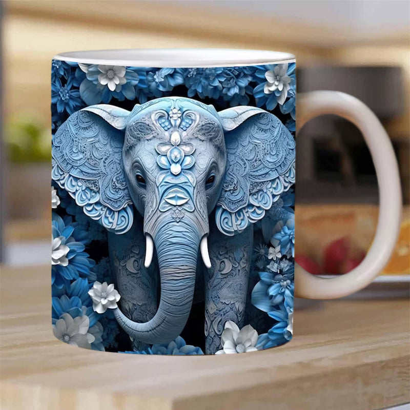 3D Elephant Ceramic Coffee Mug - Customizable Travel Cup