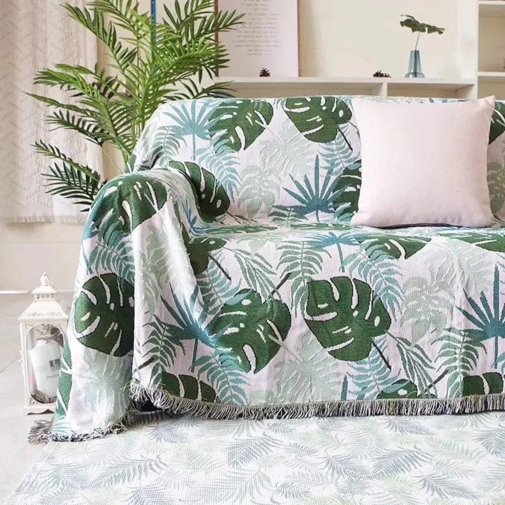 Palm Leaf Tassel Sofa Cover Blanket
