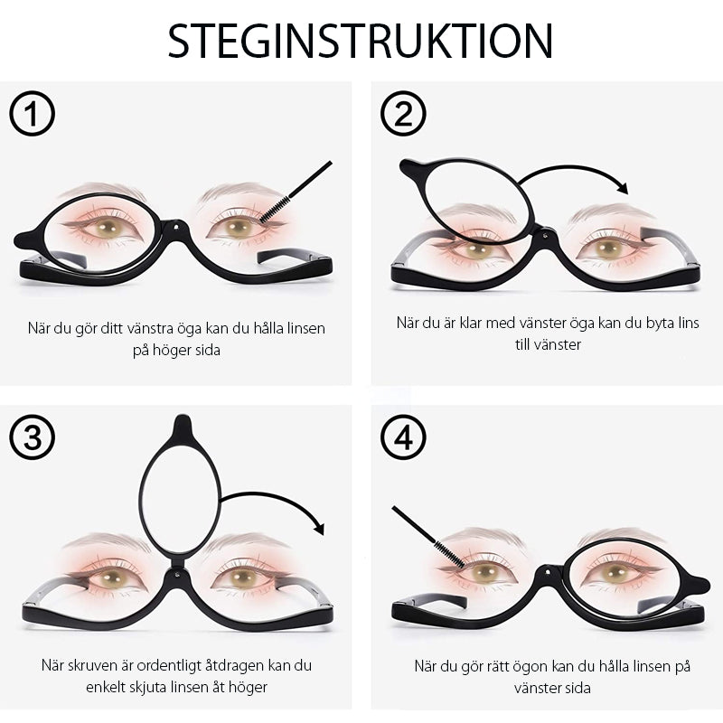 Makeup Glasses with Rotating Lenses for Easy Application