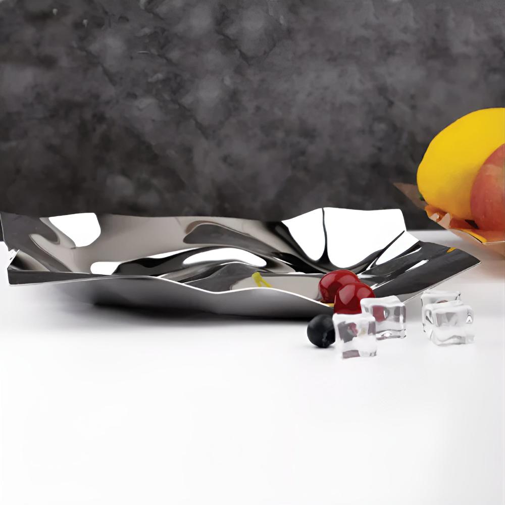 Sculpted Chrome Accent Tray for Jewelry and Accessories