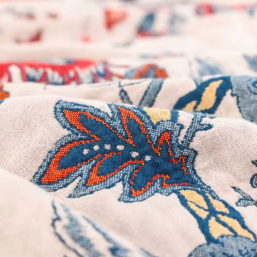 Floral Cotton Blanket for Cozy Home Decor