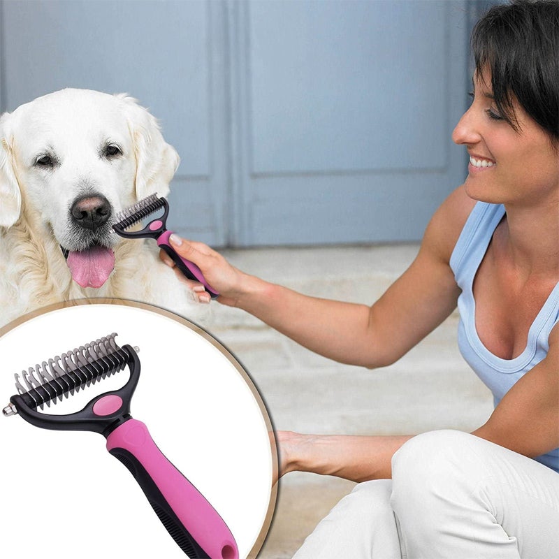 Pet Grooming Brush for Dogs and Cats with Stainless Steel Blade