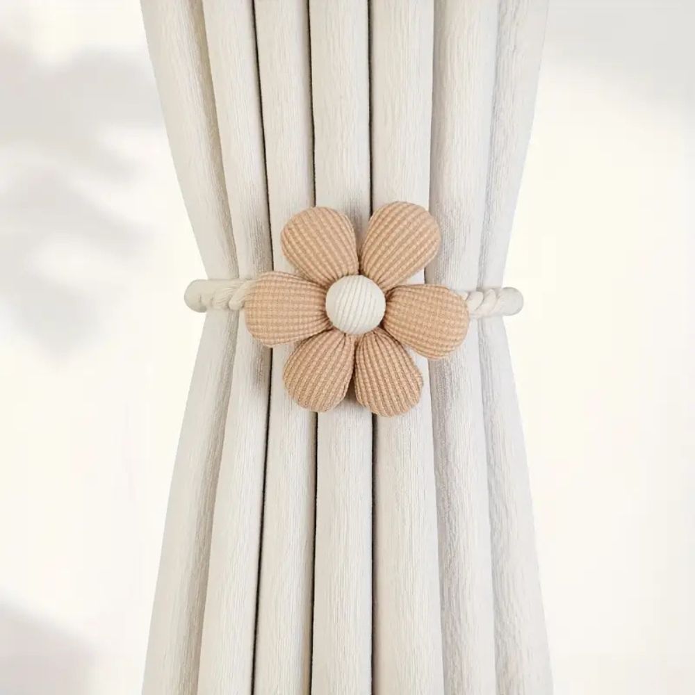Delicate Magnetic Flower Curtain Tie Backs - 2 Piece Set