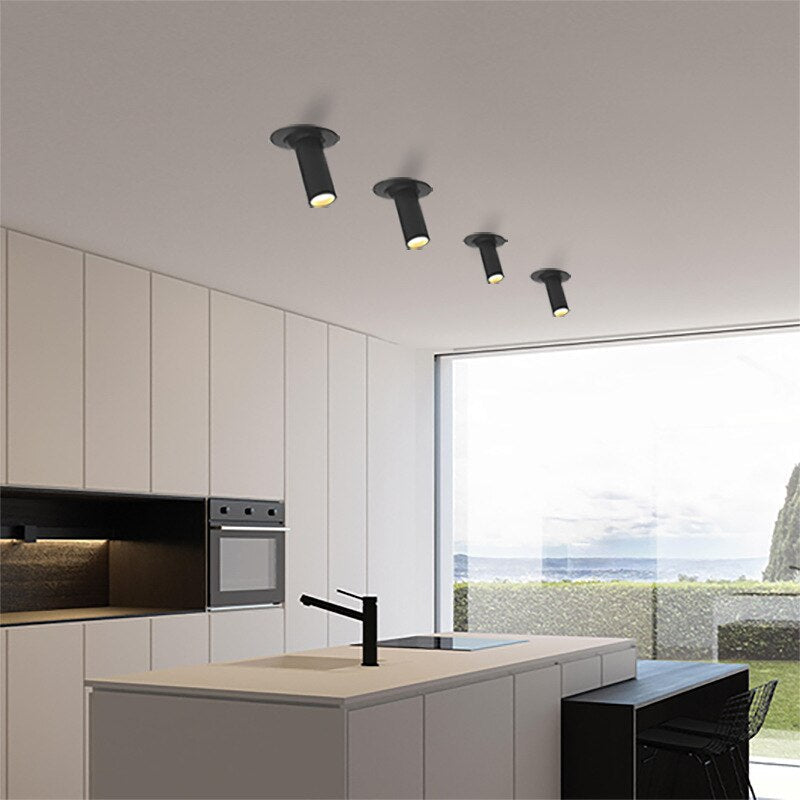 Long Cylinder LED Spotlight - Nickel Finish, Warm White Light