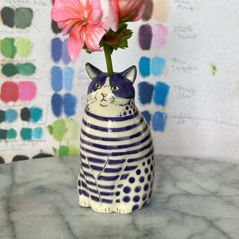 Dotted Cat Ceramic Vase for Flowers