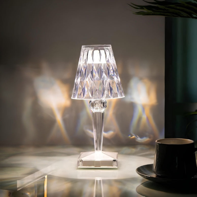 Crystal Touch Control Table Lamp - Rechargeable 3-Color Illumination