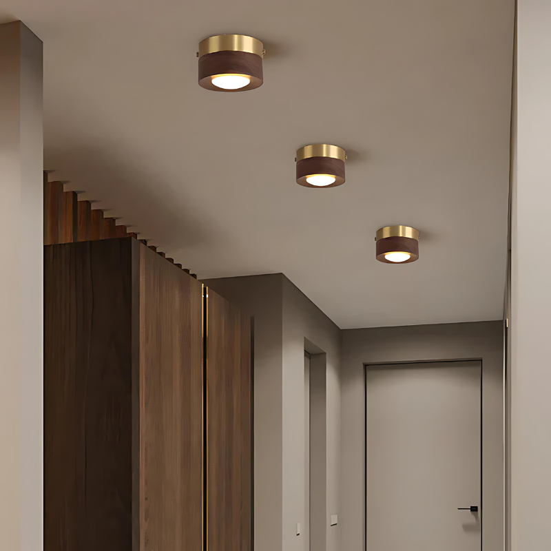 Walnut Wood LED Ceiling Light Fixture