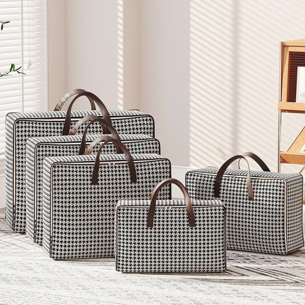 Large Capacity Houndstooth Storage Suitcase