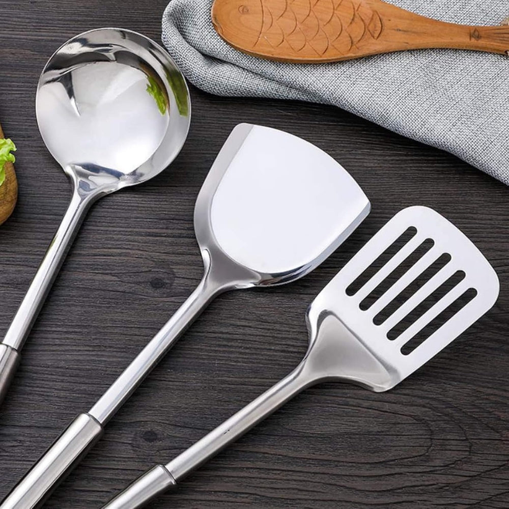 Stainless Steel Cooking Utensil Set with Ergonomic Handles