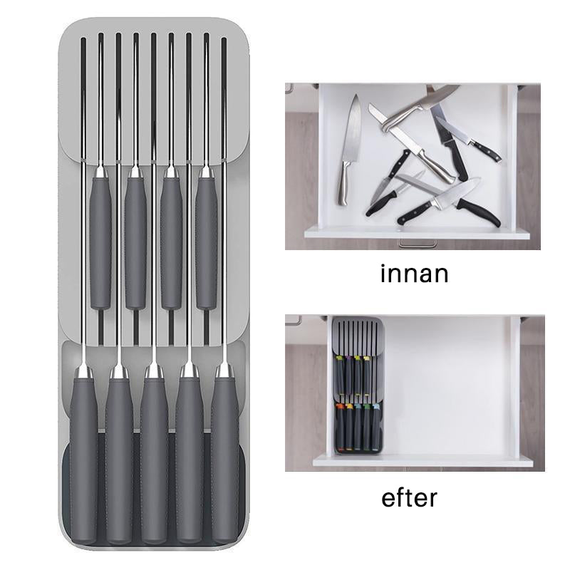 Knife Storage Tray for Kitchen Drawers - Double Layer Organizer for 9 Knives