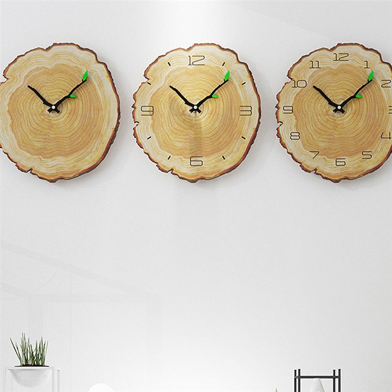 Wooden Annual Rings Wall Clock with Silent Mechanism