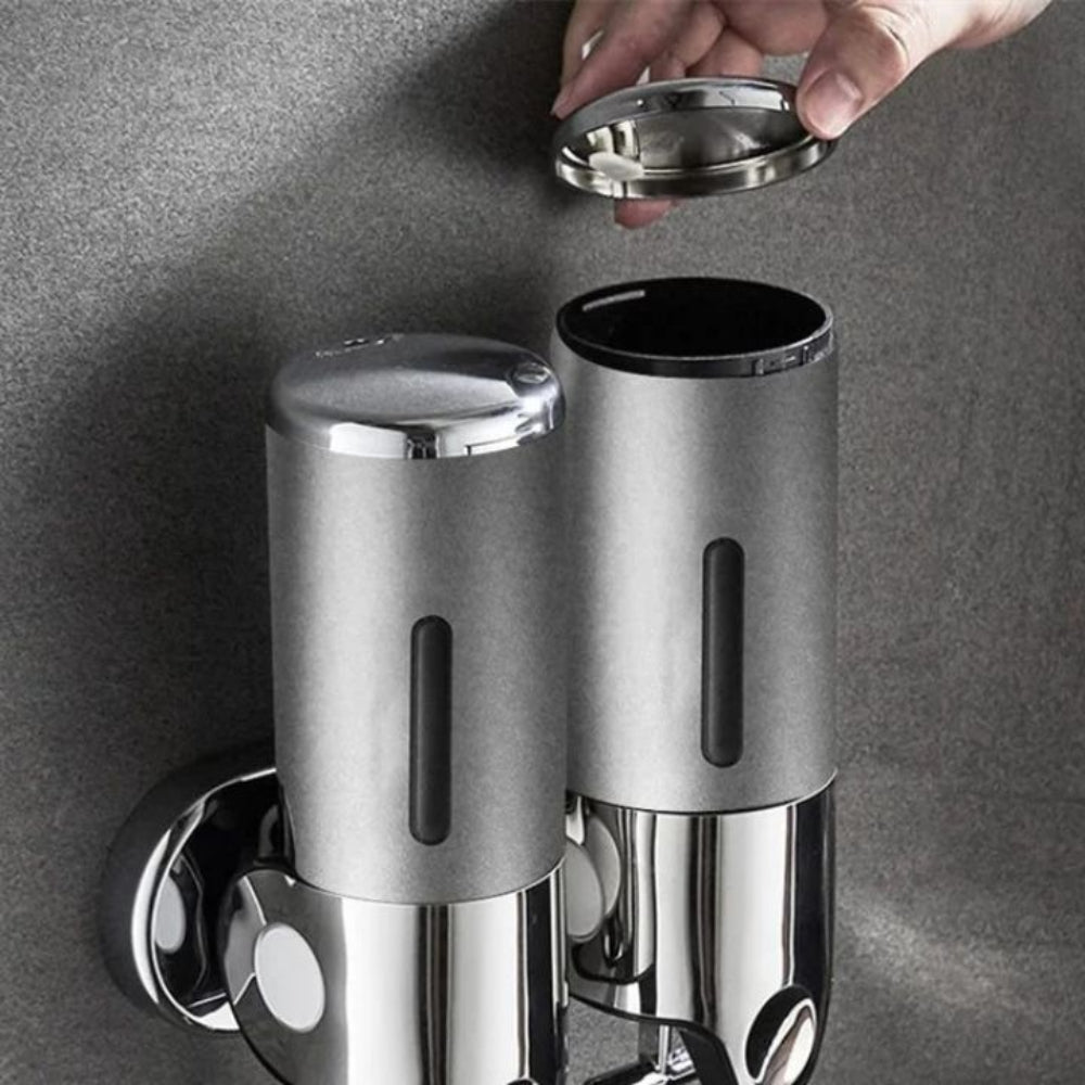 Wall-Mounted Modern Soap Dispenser with Metallic Finish