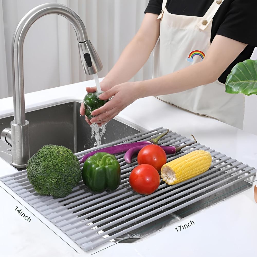 Stainless Steel Roll-Up Dish Drying Rack