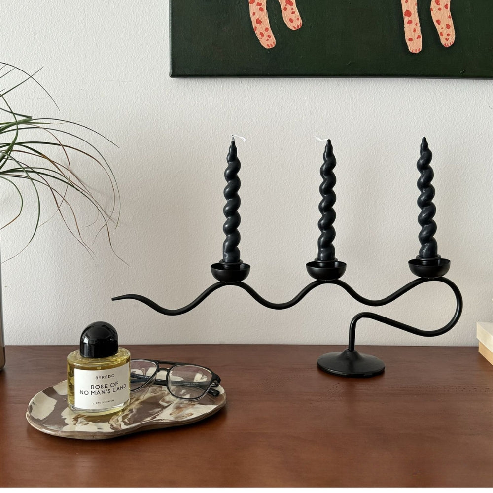 Tri Iron Twisted Candle Holder for Elegant Home Decor