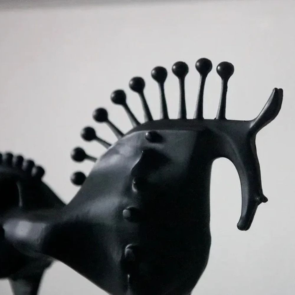 Abstract Black Stallion Metal Sculpture