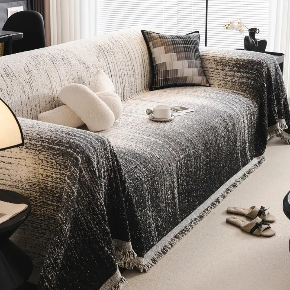 Neutral Chenille Sofa Cover - Pet-Friendly, Machine Washable