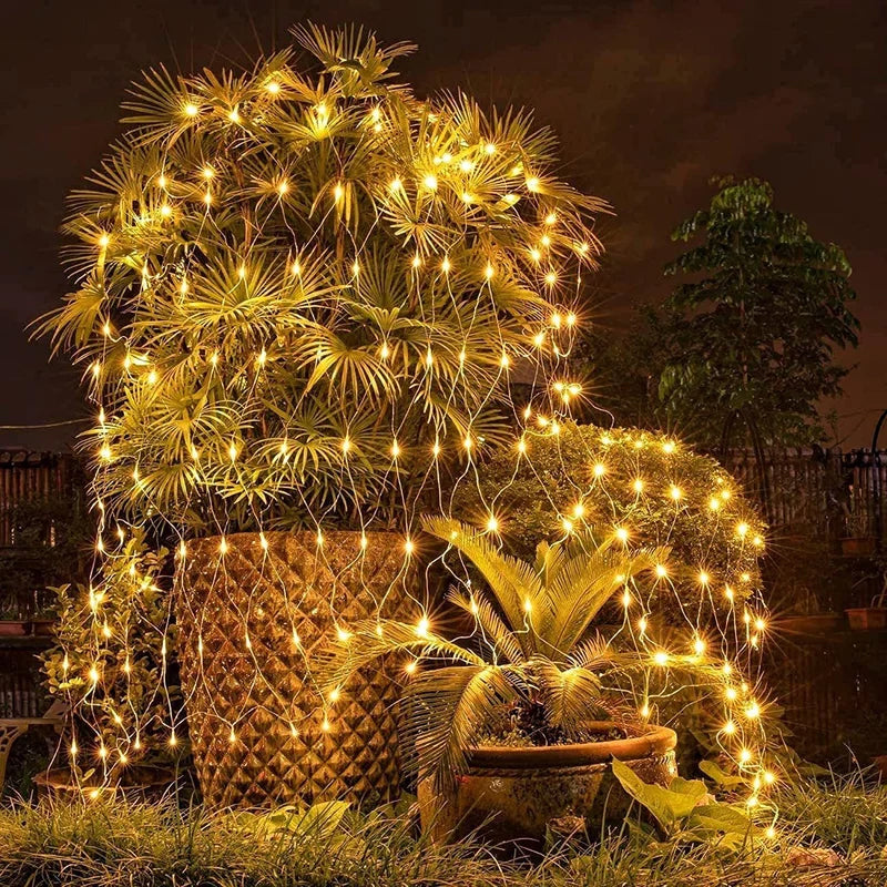 Solar LED Net Light with 8 Modes for Outdoor Decor