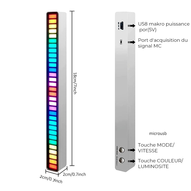 Sound-Activated RGB Light Bar with Adjustable Microphone