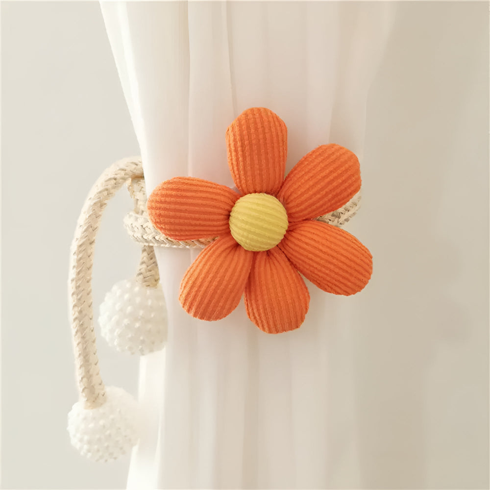 Embroidered Flower Curtain Tiebacks with Pearl Buckle
