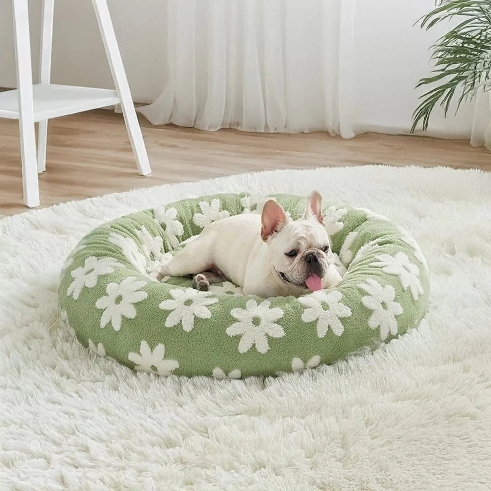 Orthopedic Floral Checkerboard Pet Bed