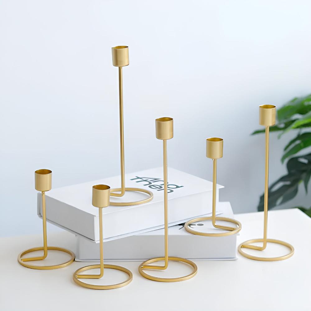 Golden Metal Candle Holders - Boho Chic Decor