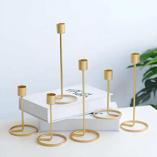 Golden Metal Candle Holders - Boho Chic Decor