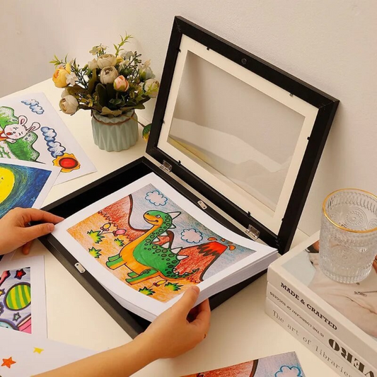 Children's Artwork Display Frame in Black Wood