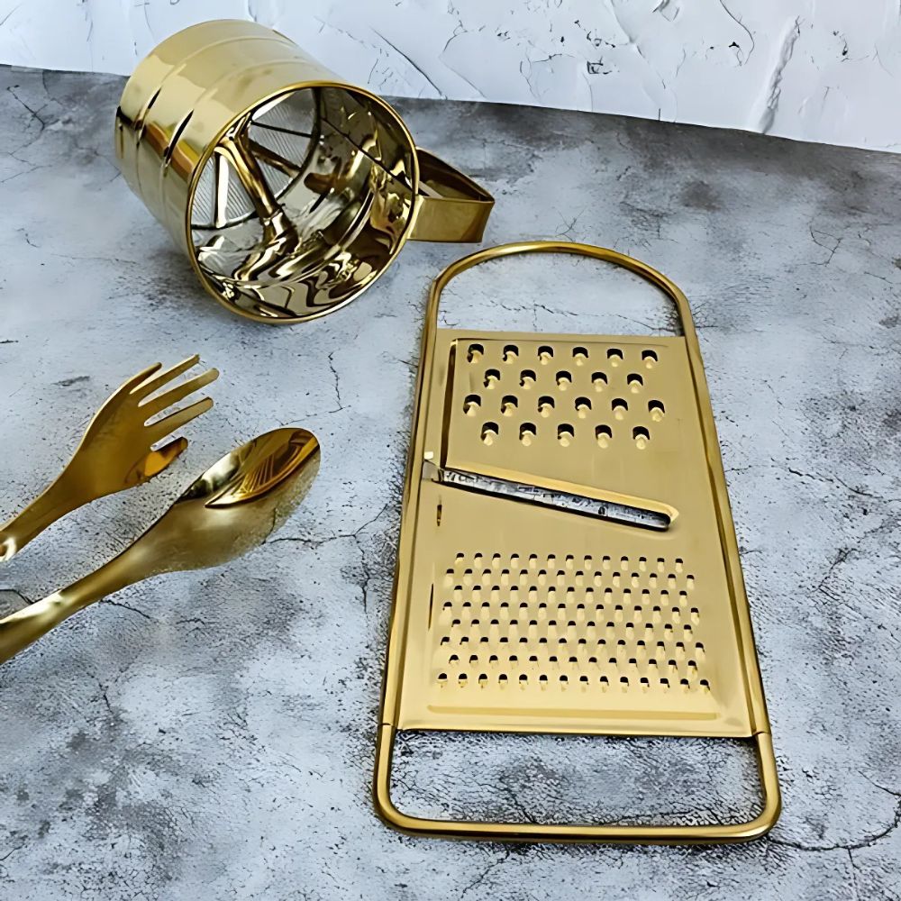 Golden Stainless Steel Grater with Three Grating Surfaces