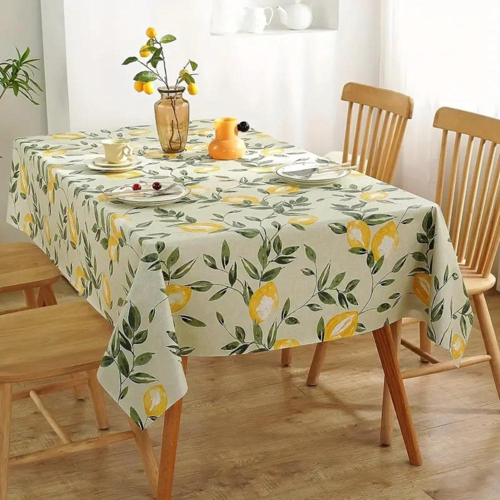 Lemon Leaf PVC Tablecloth for Indoor and Outdoor Use