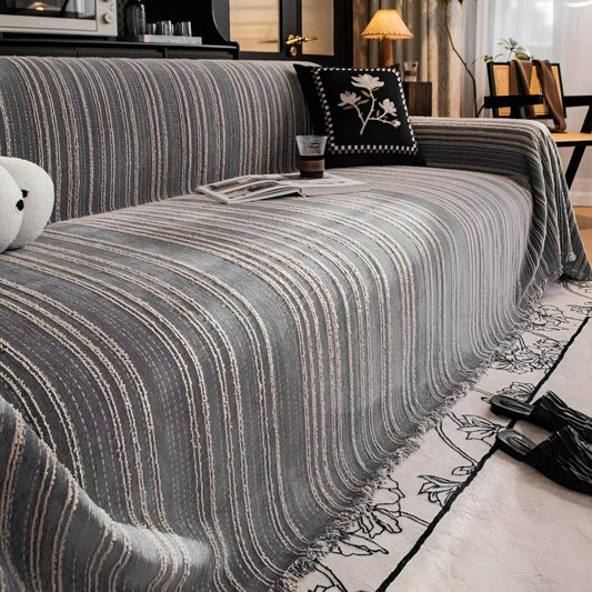 Chenille Striped Sofa Cover for Stain Protection