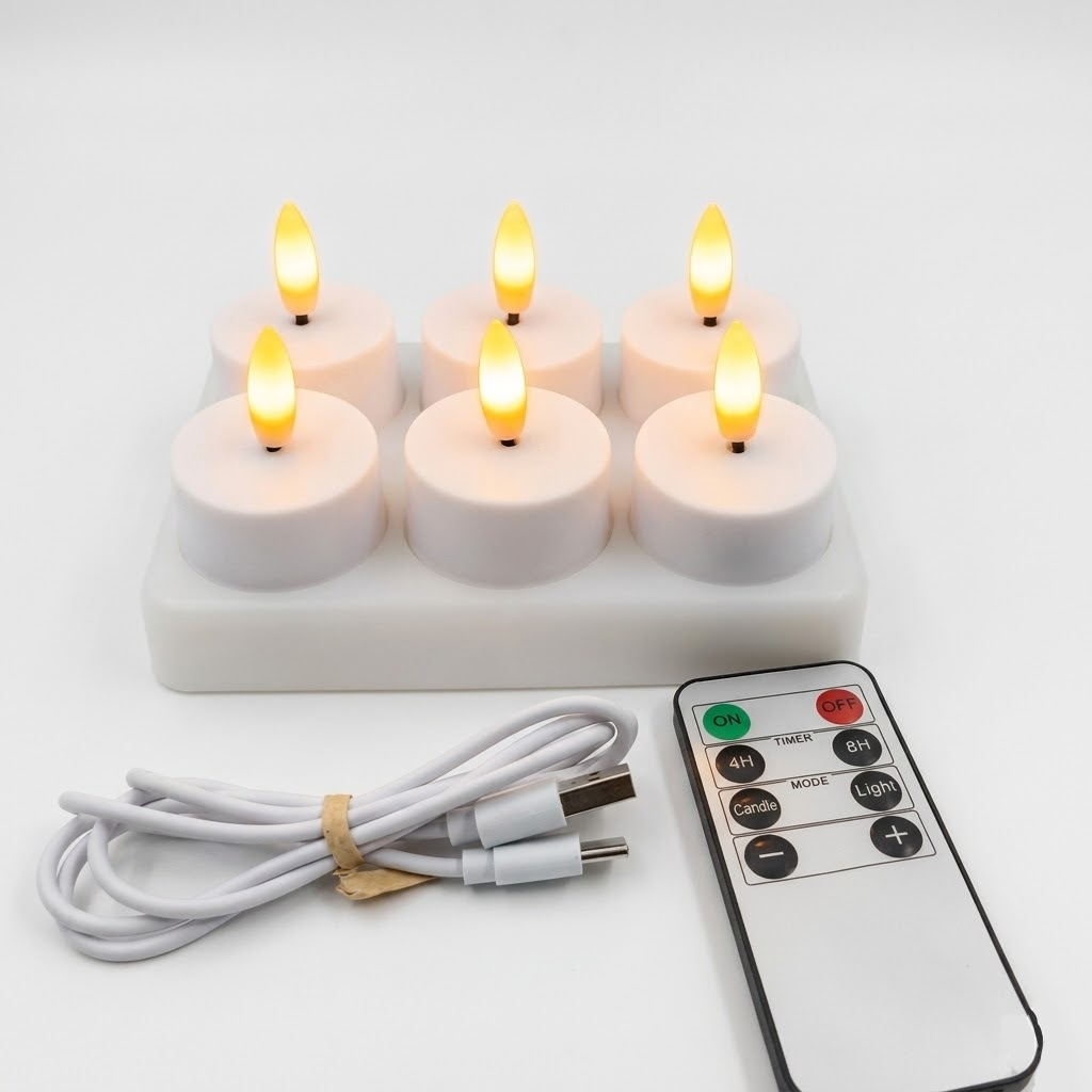USB Rechargeable Flameless LED Candle Set with Remote Timer
