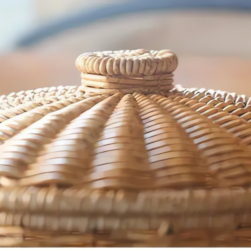 Dome-Shaped Woven Rattan Storage Basket with Lid