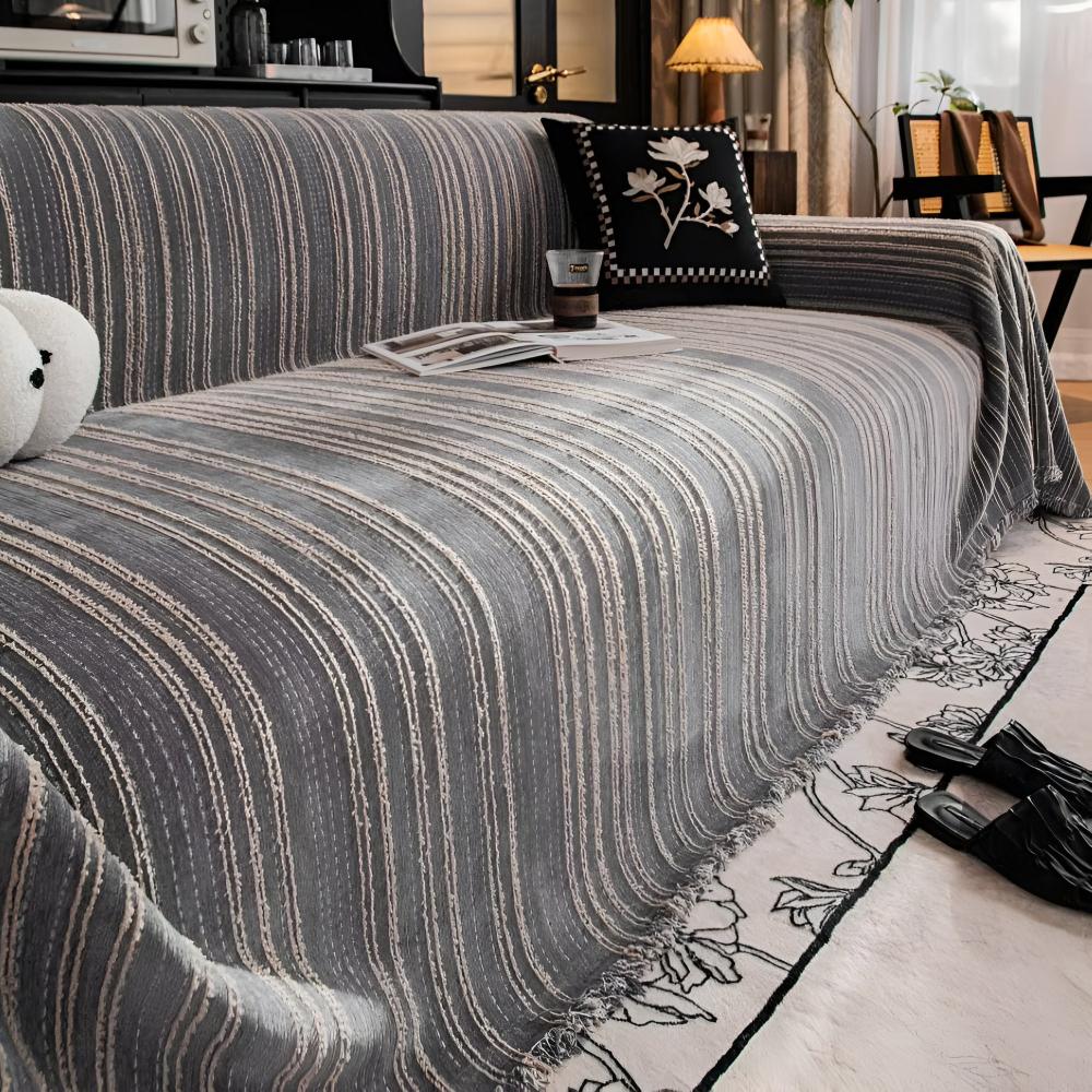 Chenille Stripe Sofa Cover for Stain Protection