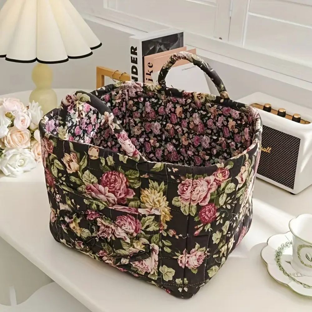 Floral Canvas Storage Basket for Organizing Essentials
