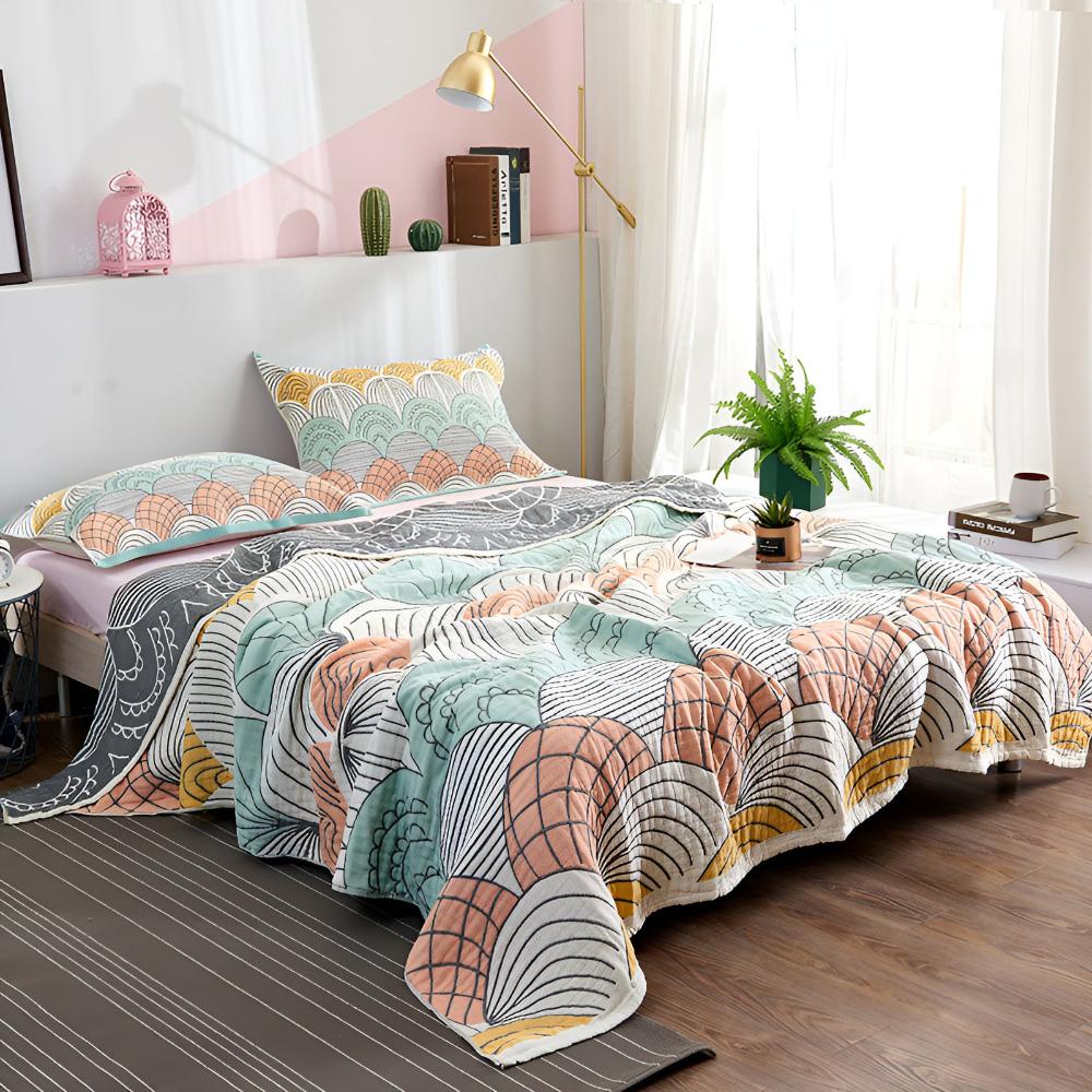 Scallop Print 100% Cotton Blanket
