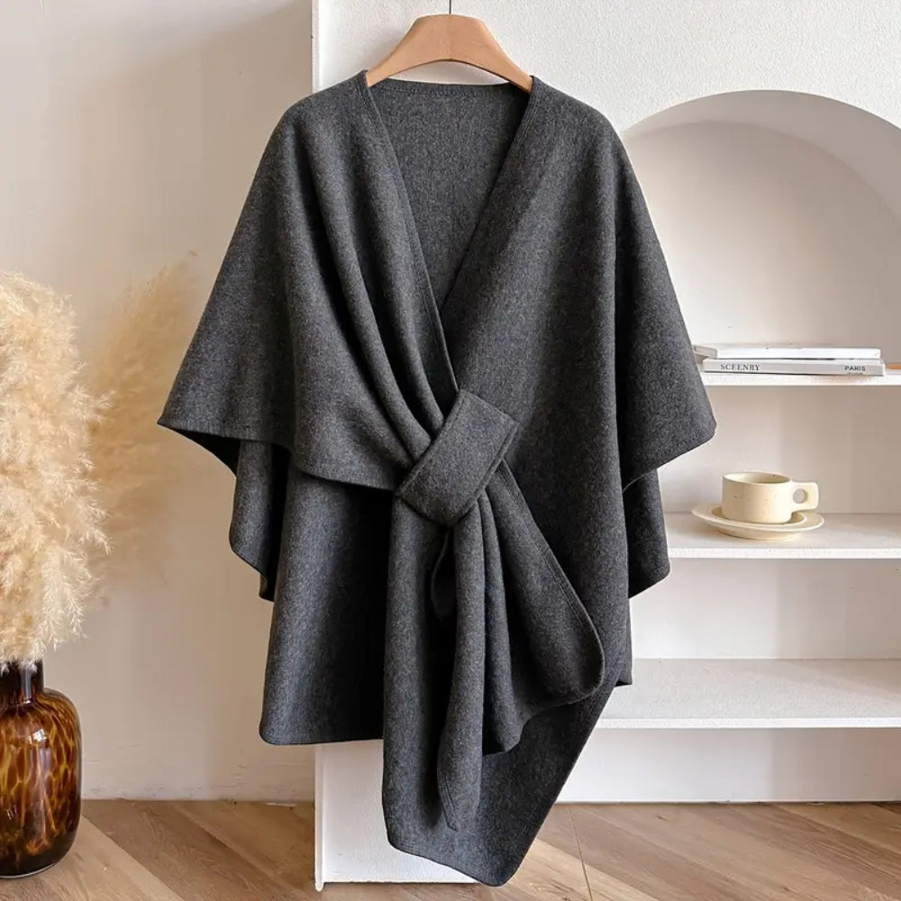 Windproof Women's Shawl Coat - Luxurious Acrylic Poncho