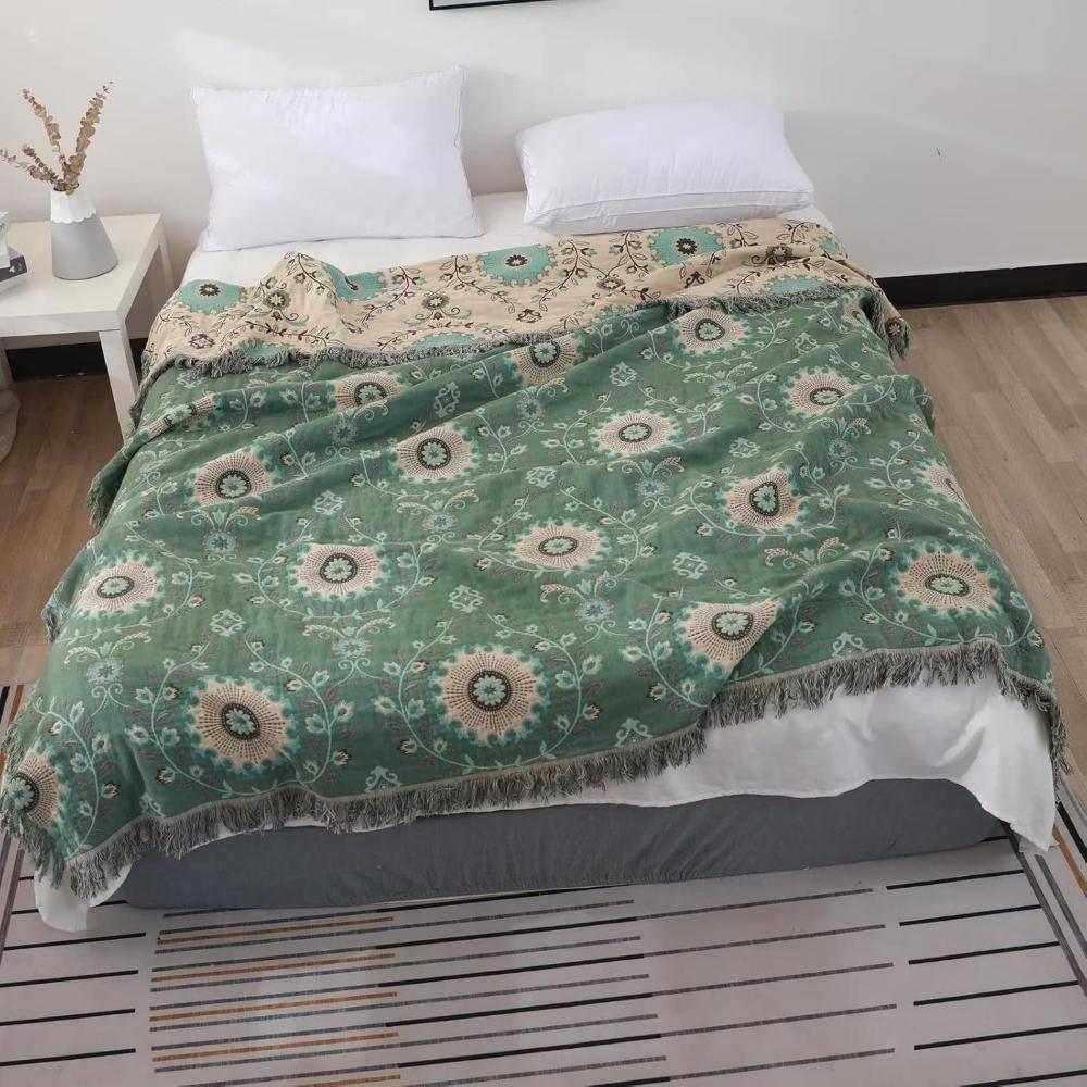 Reversible Cotton Retro Mandala Blanket