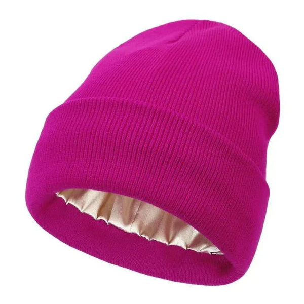 Silk Lined Wool Winter Beanie for Warmth and Hair Protection