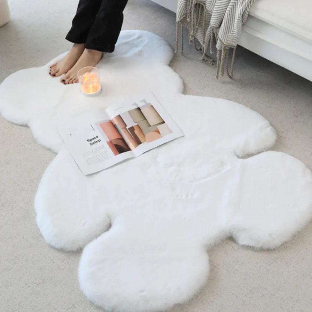 Plush Bear-Shaped Microfiber Area Rug