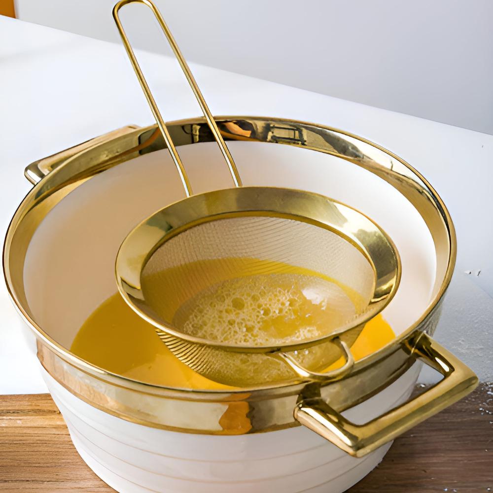 Gold Plated Stainless Steel Fine Mesh Strainer