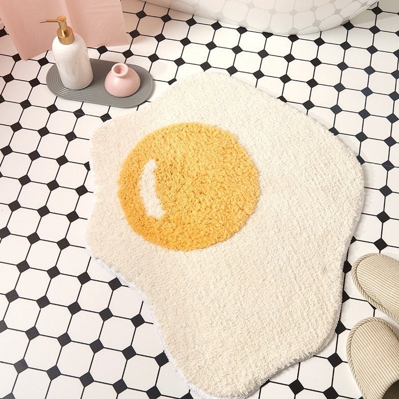 Egg-Shaped Polyester Bathroom Rug in Kawaii Style