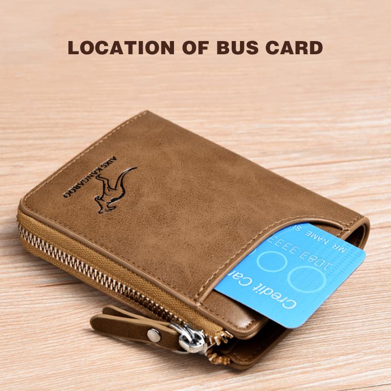 Compact RFID Wallet with Zip Closure for Cards and Cash