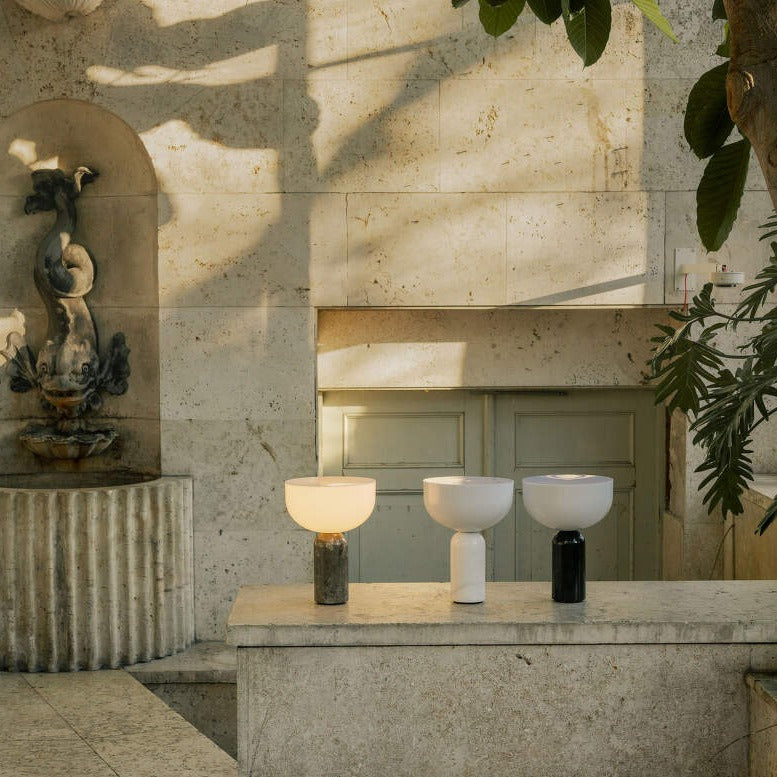 Marble Table Lamp with Gold Accents - Elegant White Marble Design