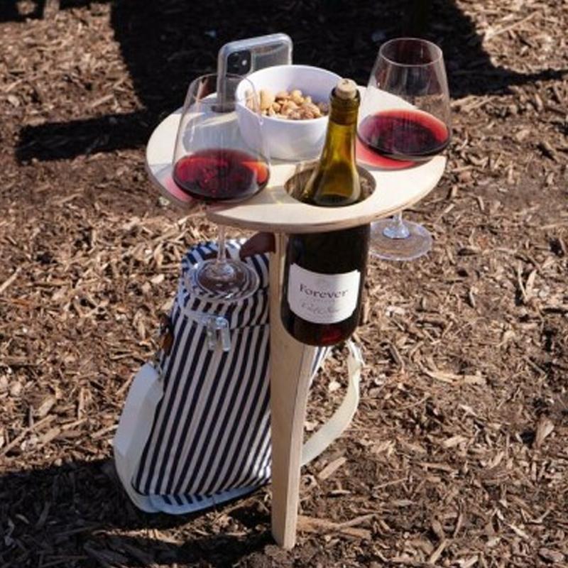 Foldable Birch Plywood Wine Rack Table for Outdoor Picnics