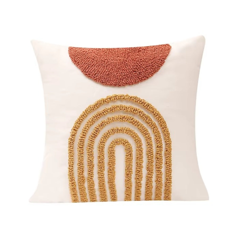 Geometric Embroidery Cotton Cushion Cover