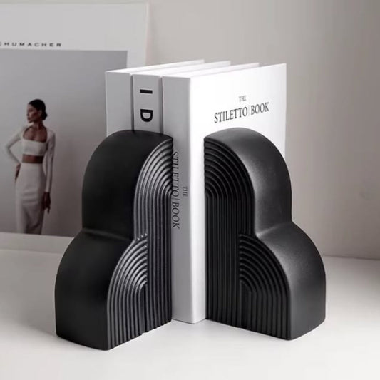 Cloud-Shaped Ceramic Bookends in White and Black