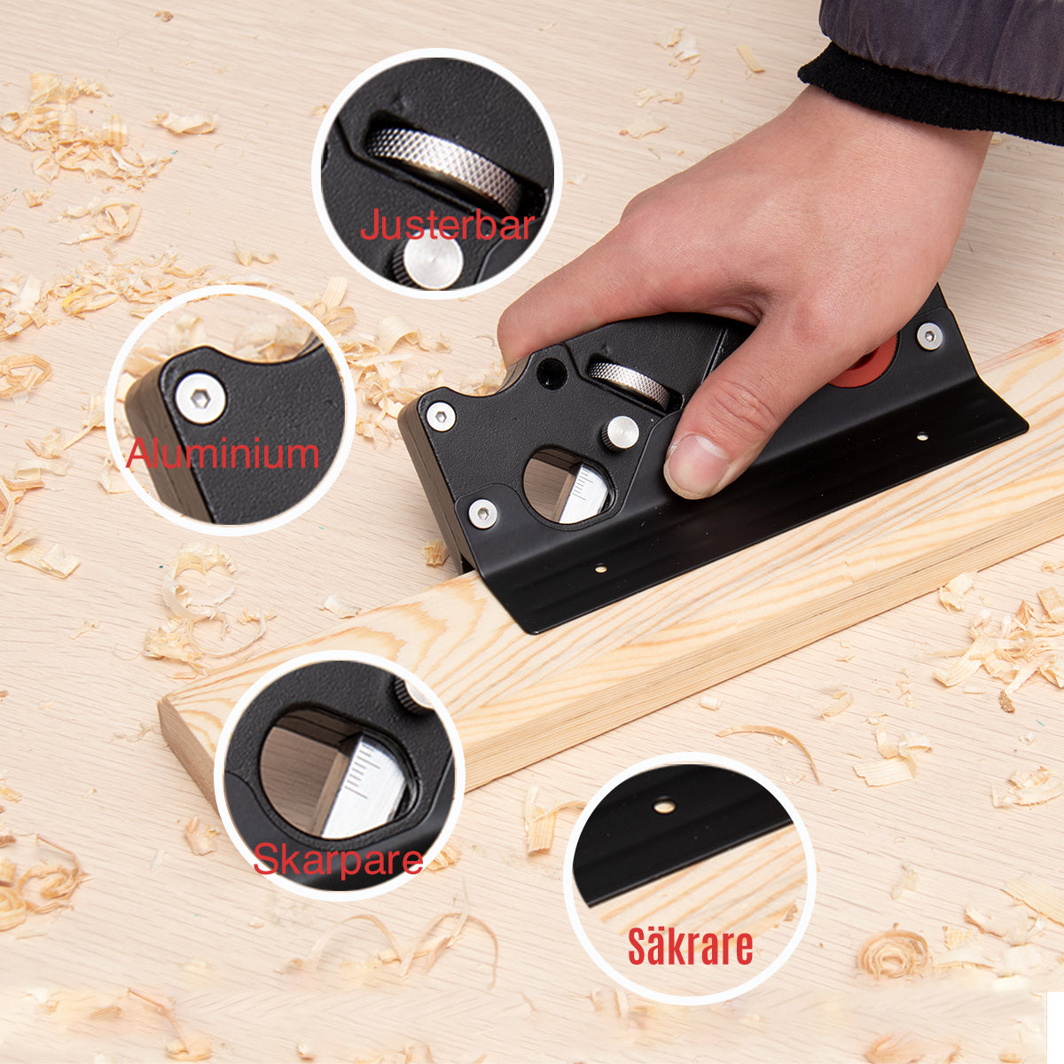 Adjustable Wood Planer Set with Carbon Steel Blades