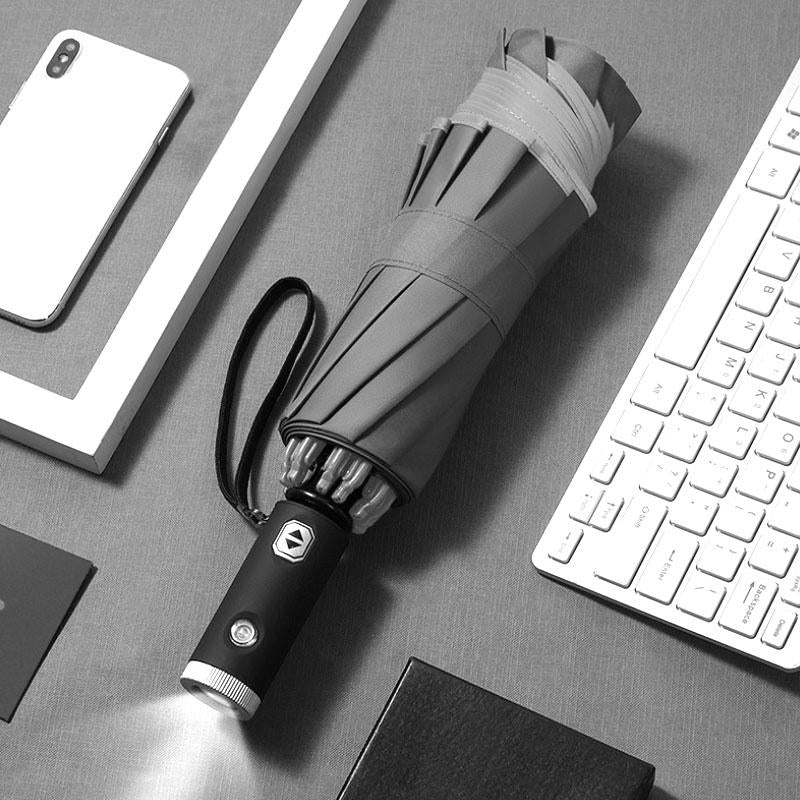 Automatic Inverted Travel Umbrella with LED Light and Reflective Edge